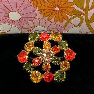 Amberina Glowing Glass Autumn Brooch